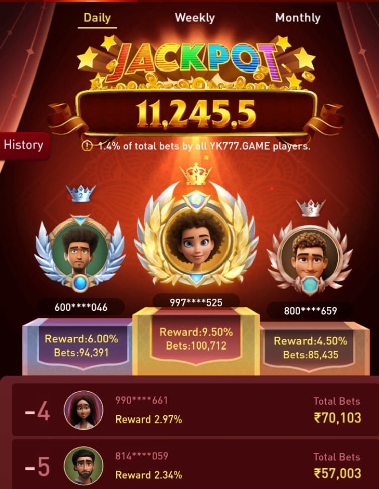 DAILY JACKPOT REWORD CLAIM IN YK777 GAME APK